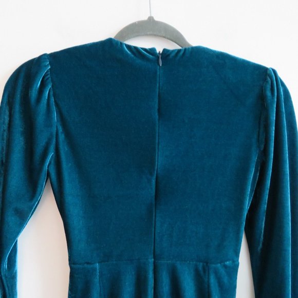 PATBO Velvet Ruched Mini Dress in Azure Blue - Size US 0 - Picture 12 of 15